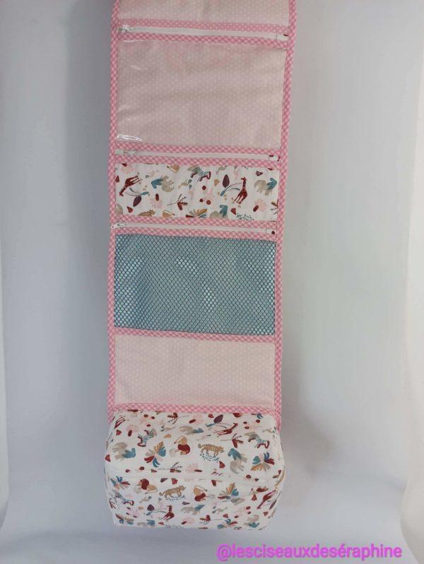 Trousse toilette rose motifs animaux de la jungle (2)